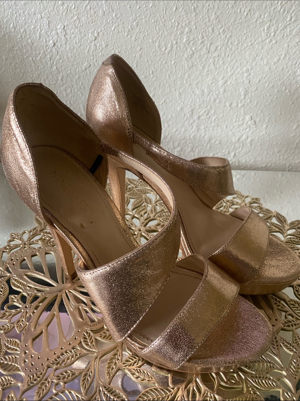 Nine West Metallic Rose Gold Open-Toe Heels
**NO BOX** - Picture 2 of 7